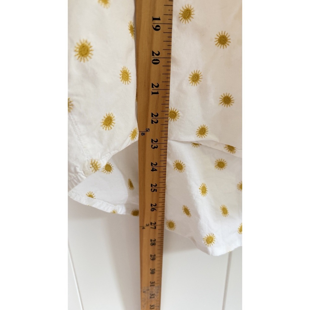Madewell Sun Embroidered White & Yellow Courier Oversized Blouse Top Shirt S Sun - Picture 9 of 12